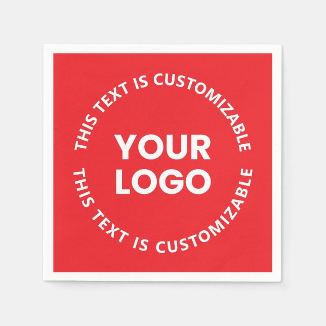 Your Logo/Any Uploaded Image & Circular Text | Red Napkin (Front)