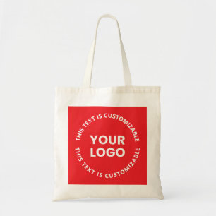 Your Logo/Any Uploaded Image & Circular Text Red Tote Bag