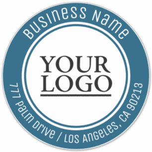 Your Logo Art Photo, Bus. Name Address, Ocean Blue