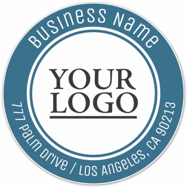 Your Logo Art Photo, Bus. Name Address, Ocean Blue (Front)