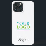 Your Logo/Art/Photo, DIY Name Black Script, White iPhone 13 Pro Max Case<br><div class="desc">Personalise with your Logo,  Art or Photo and name in black script on white background.</div>