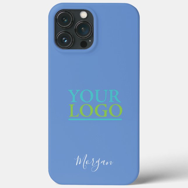 Your Logo/Art/Photo DIY Name White Script, Blue Case-Mate iPhone Case (Back)