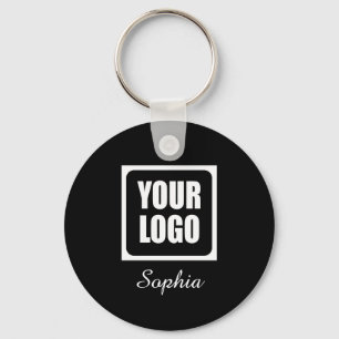 Your Logo/Art/Photo, DIY Script Name, Black Key Ring
