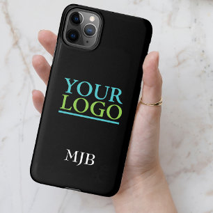 Your Logo/Art/Photo, DIY White Monogram, Black iPhone 11Pro Max Case