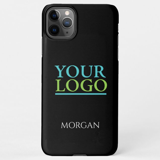 Your Logo/Art/Photo, DIY White Name on Black iPhone Case (Back)
