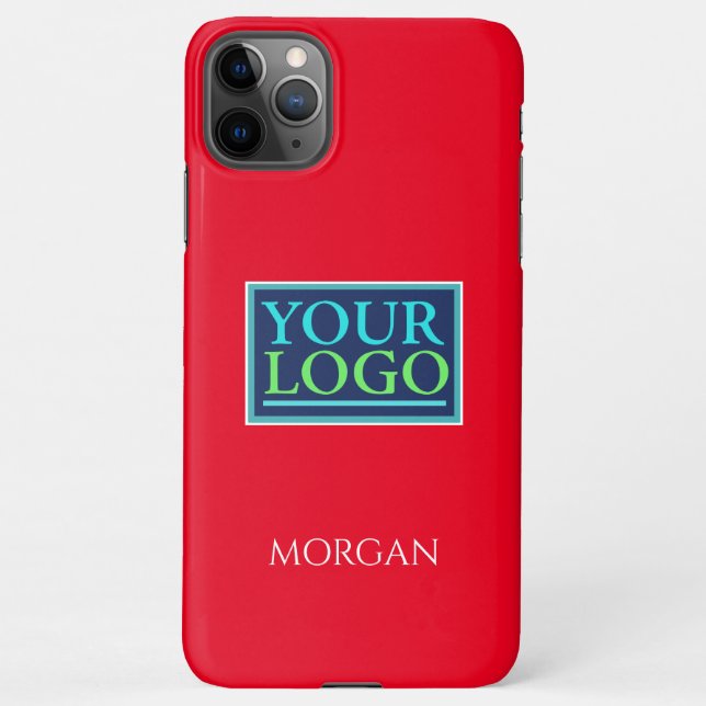 Your Logo/Art/Photo, DIY White Name on Red iPhone Case (Back)