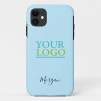 Your Logo/Art/Photo, Name Black Script, Light Blue