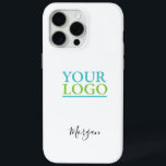 Your Logo/Art/Photo, Name Black Script, White iPhone 15 Pro Max Case<br><div class="desc">Personalise with your Company Logo,  Art or Photo and name in black script on white background. Click “Edit Using Design Tool” to change colours and type styles.</div>