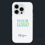 Your Logo/Art/Photo, Name Black Script, White iPhone 15 Pro Case<br><div class="desc">Personalise with your Company Logo,  Art or Photo and name in black script on white background. Click “Edit Using Design Tool” to change colours and type styles.</div>