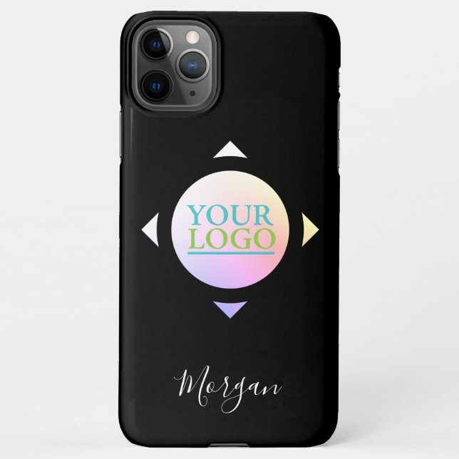 Your Logo/Art/Photo Name, Circle in Diamond, Black iPhone Case (Back)