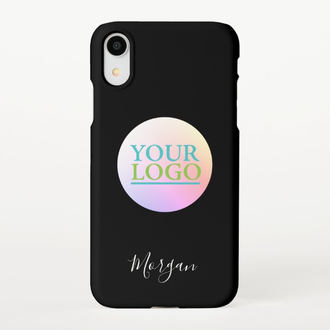 Your Logo/Art/Photo, Name, Colourful Circle, Black iPhone Case (Back)