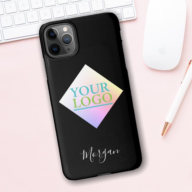 Your Logo/Art/Photo, Name, Colourful Diamond, Blac iPhone Case (Creator Uploaded)