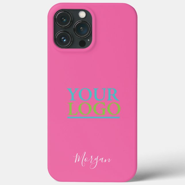 Your Logo/Art/Photo, Name in White Script, Pink Case-Mate iPhone Case (Back)