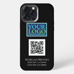 Your Logo/Art/Photo, QR Code, Name/Info on Black C iPhone 13 Pro Max Case