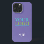 Your Logo/Art/Photo, White Monogram, Periwinkle<br><div class="desc">Personalise with your company logo,  art or photo and white monogram on periwinkle background.</div>