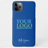 Your Logo/Art/Photo, White Script Name, Deep Blue