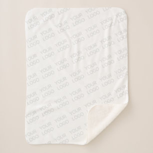 Your Logo Automatically Lightened & Repeating Sherpa Blanket