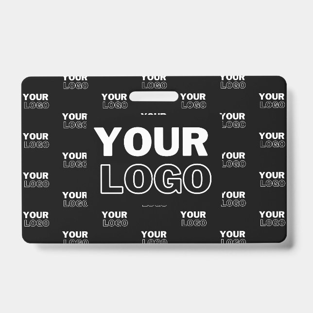 Your Logo & Background Repeating Logo | Black ID Badge (Front)