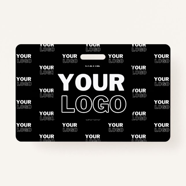 Your Logo & Background Repeating Logo | Black ID Badge (Front)