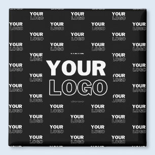 Your Logo & Background Repeating Logo   Black Magnet