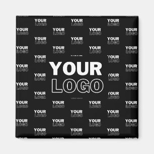 Your Logo & Background Repeating Logo Black Magnet