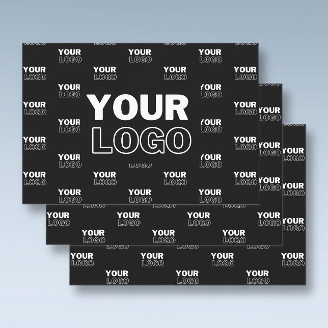 Your Logo & Background Repeating Logo | Black Wrapping Paper Sheet (Creator Uploaded)