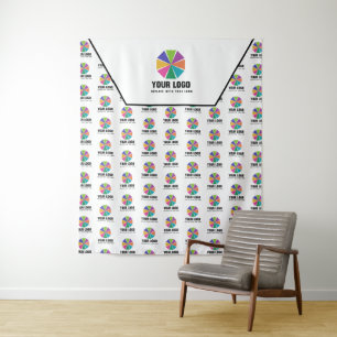 Your Logo Bigger & Pattern Promotional Backdrop Tapestry