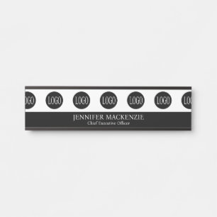 Your Logo Black and White Elegant Office Door Sign