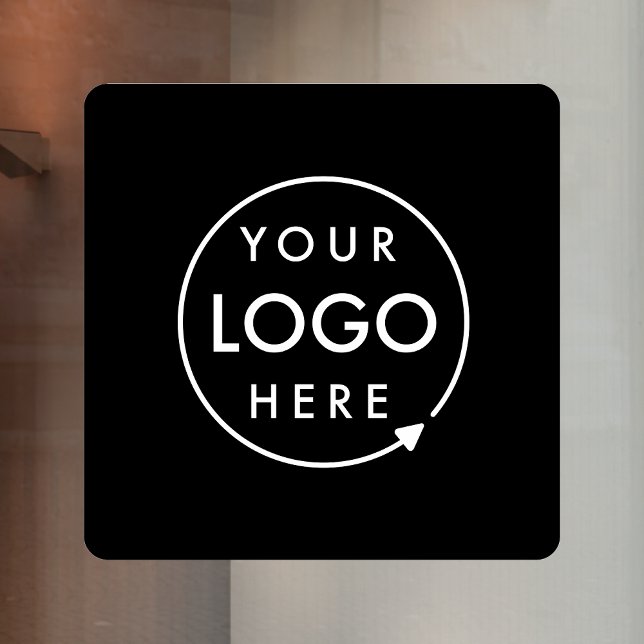 Your Logo | Black Business Company Logo Square Window Cling (Creator Uploaded)