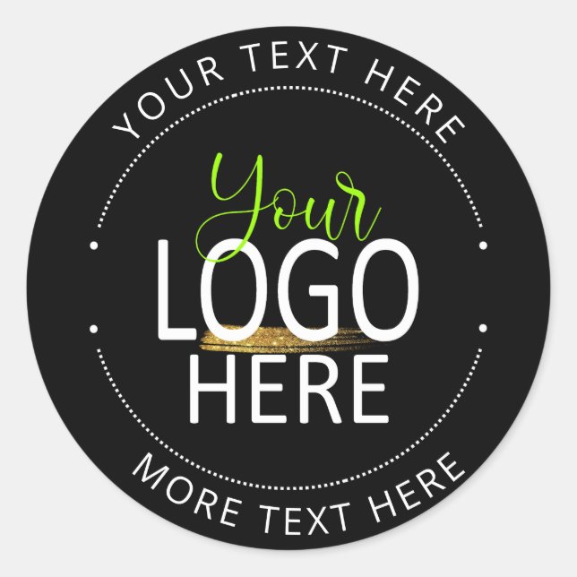 Your Logo Black Create Your Own Small Business  Classic Round Sticker (Front)