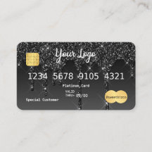 Your Logo Black Drip Glitter-look Credit Card