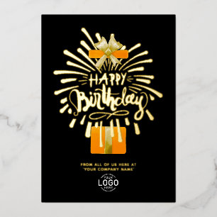 Your Logo Black Orange Fireworks Group Birthday