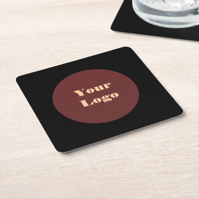 Your Logo Black    Square Paper Coaster (Angled)