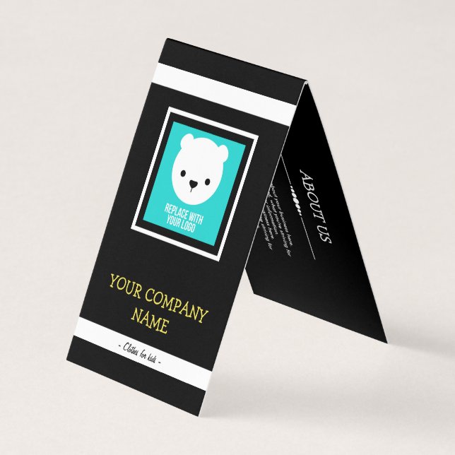 Your Logo Black & Yellow Kids Clothes Hang Tag (Front)