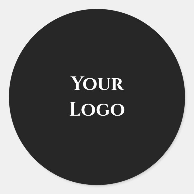Your logo blank template black simple design card classic round sticker (Front)