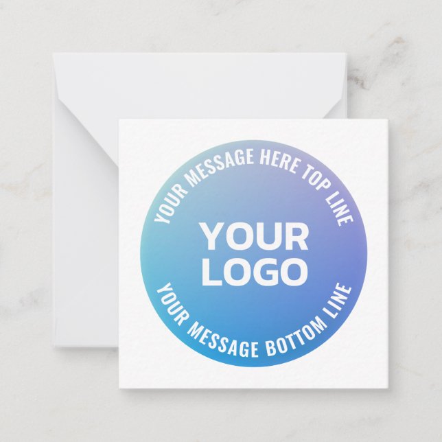 Your Logo | Blue to Purple Ombre & Circular Text Card (Front)