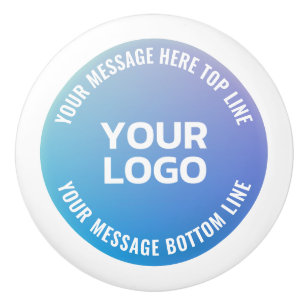 Your Logo   Blue to Purple Ombre & Circular Text Ceramic Knob