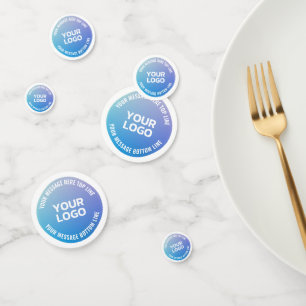 Your Logo Blue to Purple Ombre & Circular Text Confetti