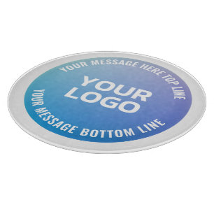 Your Logo   Blue to Purple Ombre & Circular Text Cutting Board