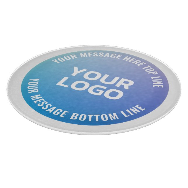 Your Logo | Blue to Purple Ombre & Circular Text Cutting Board (Corner)