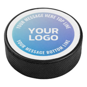 Your Logo   Blue to Purple Ombre & Circular Text Hockey Puck