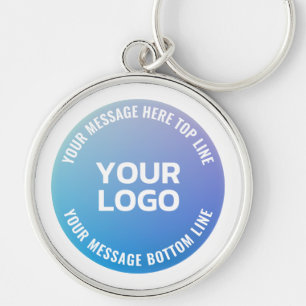 Your Logo   Blue to Purple Ombre & Circular Text Key Ring