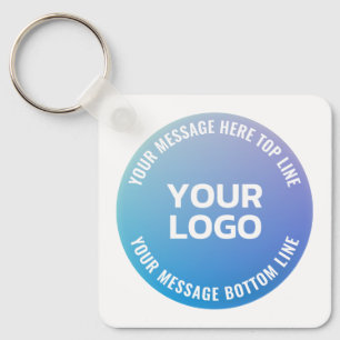 Your Logo   Blue to Purple Ombre & Circular Text Key Ring
