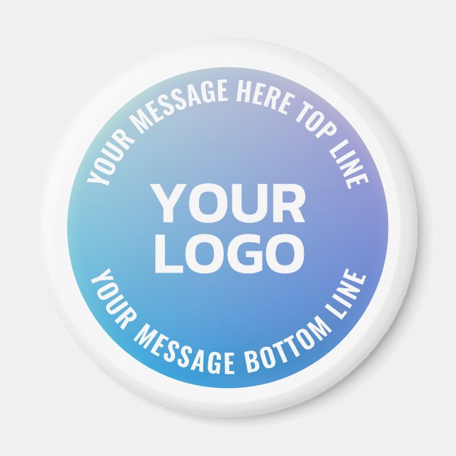 Your Logo | Blue to Purple Ombre & Circular Text Magnet (Front)