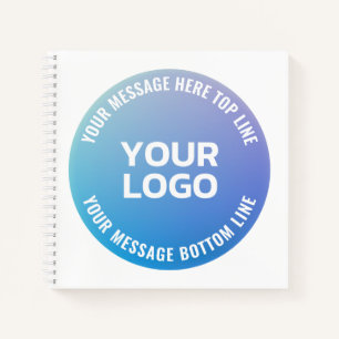 Your Logo   Blue to Purple Ombre & Circular Text Notebook