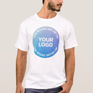 Your Logo Blue to Purple Ombre & Circular Text T-Shirt