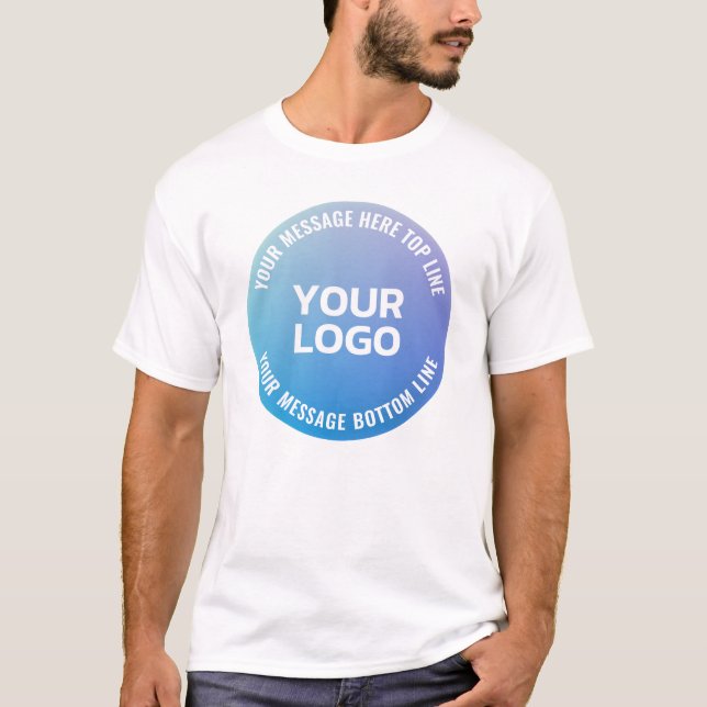 Your Logo | Blue to Purple Ombre & Circular Text T-Shirt (Front)