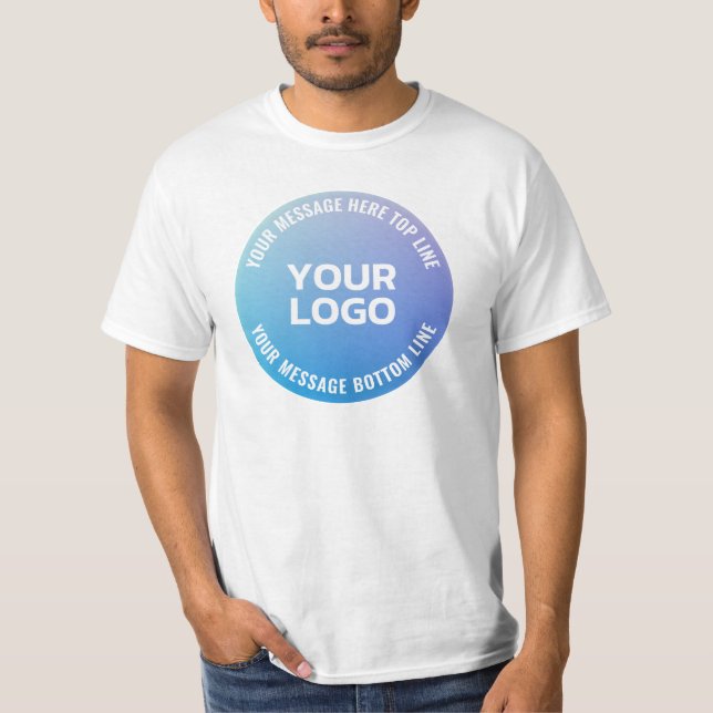 Your Logo | Blue to Purple Ombre & Circular Text T-Shirt (Front)