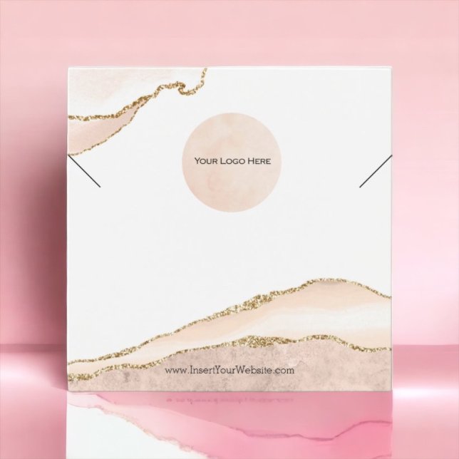Your Logo Blush & Gold Necklace Display Card (Creator Uploaded)