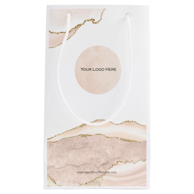 Your Logo Blush & Gold Paper Gift Bag (Front)